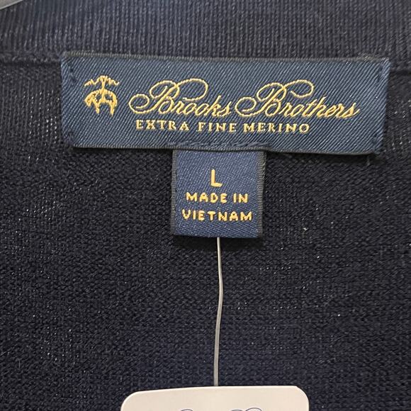 Brooks Brothers Ultimate Merino Wool Knit Pullover Sweater Mens L Navy NWT - Picture 5 of 6
